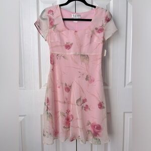 NWT Romantic Vintage Pink Floral A-Line Dress - Size 4